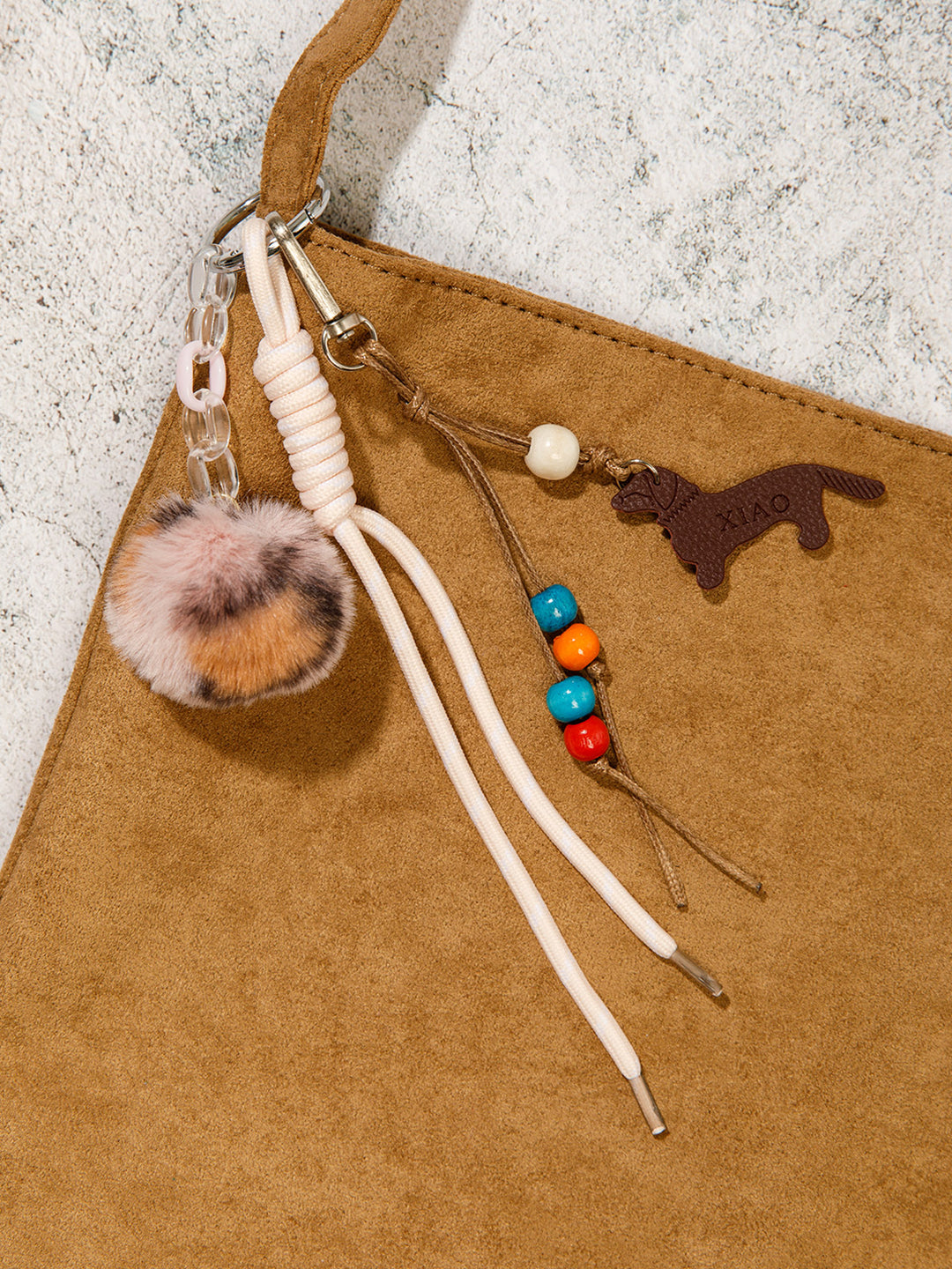 FASHION FUZZY BALL LUCKY GIRL MULTI PENDANT KEYCHAIN
