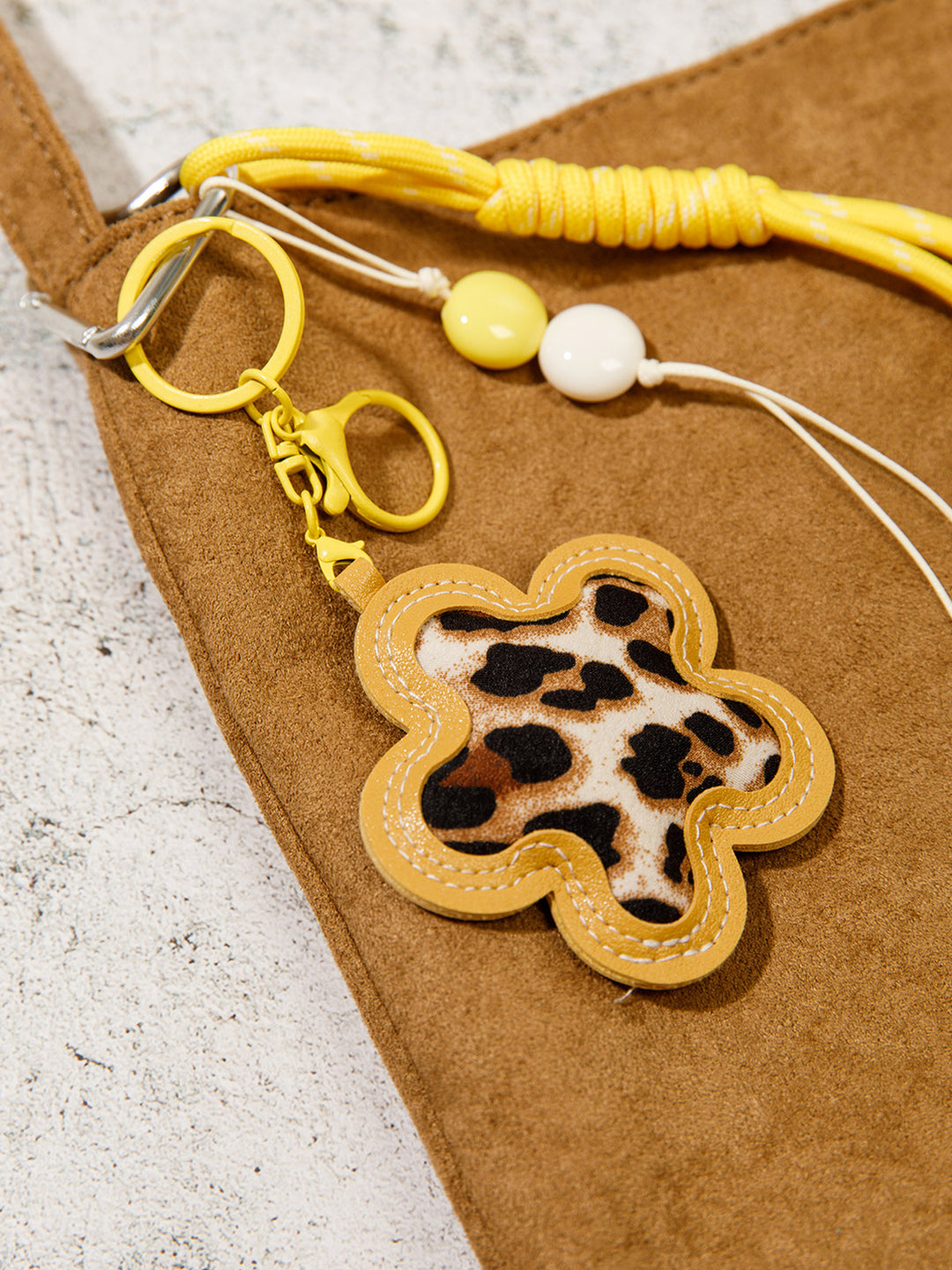FASHION PU LEATHER ANIMAL PRINT MULTI PENDANT KEYCHAIN