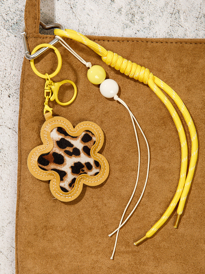 FASHION PU LEATHER ANIMAL PRINT MULTI PENDANT KEYCHAIN