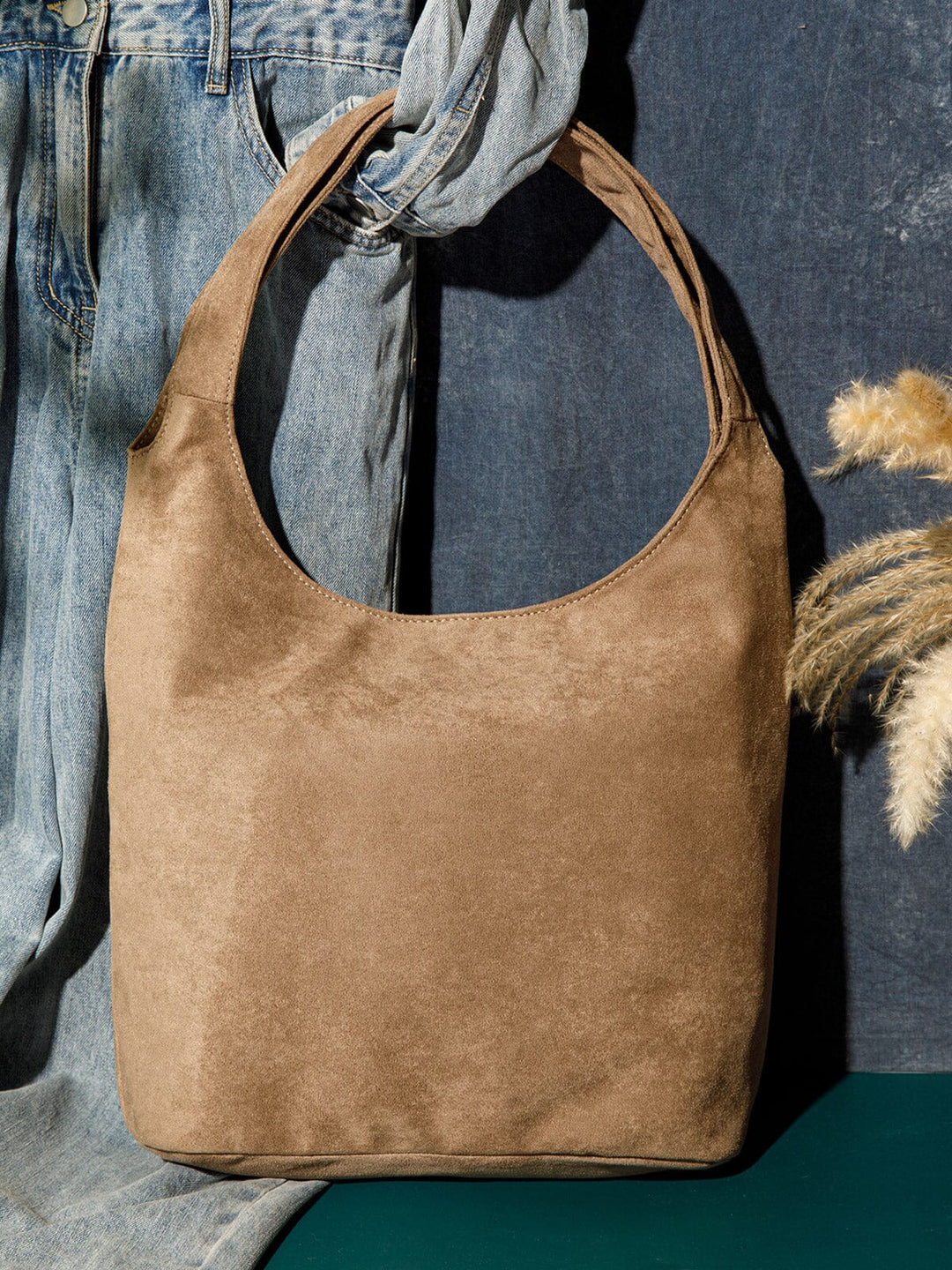WOMEN'S DOUBLE STRAPS SUEDE TOTE BAG