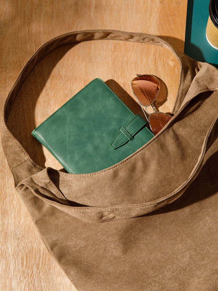 WOMEN'S DOUBLE STRAPS SUEDE TOTE BAG