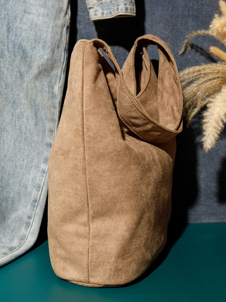WOMEN'S DOUBLE STRAPS SUEDE TOTE BAG