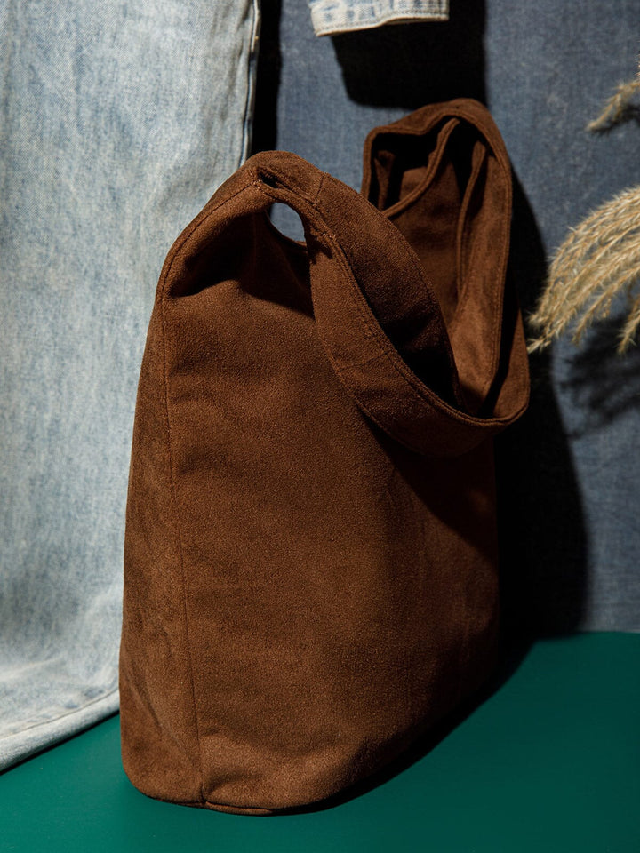 WOMEN'S DOUBLE STRAPS SUEDE TOTE BAG