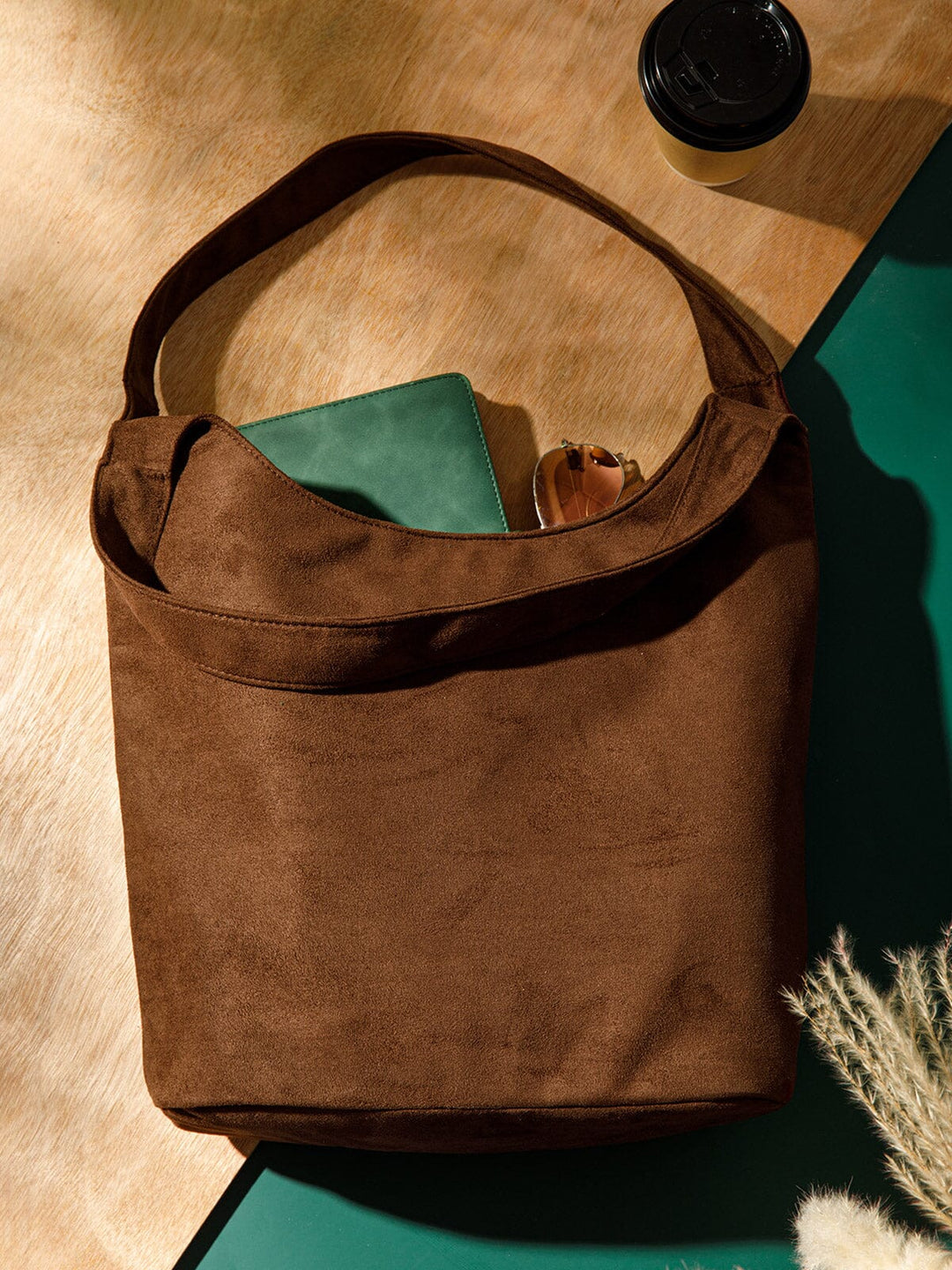 WOMEN'S DOUBLE STRAPS SUEDE TOTE BAG