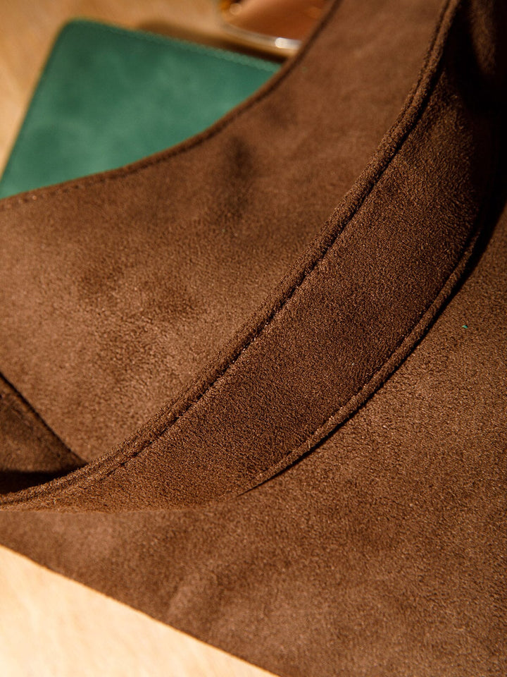 WOMEN'S DOUBLE STRAPS SUEDE TOTE BAG