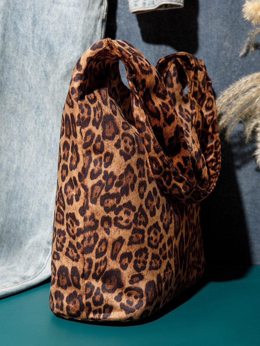 WOMEN'S DOUBLE STRAPS SUEDE ANIMAL PRINT TOTE BAG