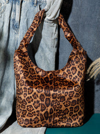 WOMEN'S DOUBLE STRAPS SUEDE ANIMAL PRINT TOTE BAG