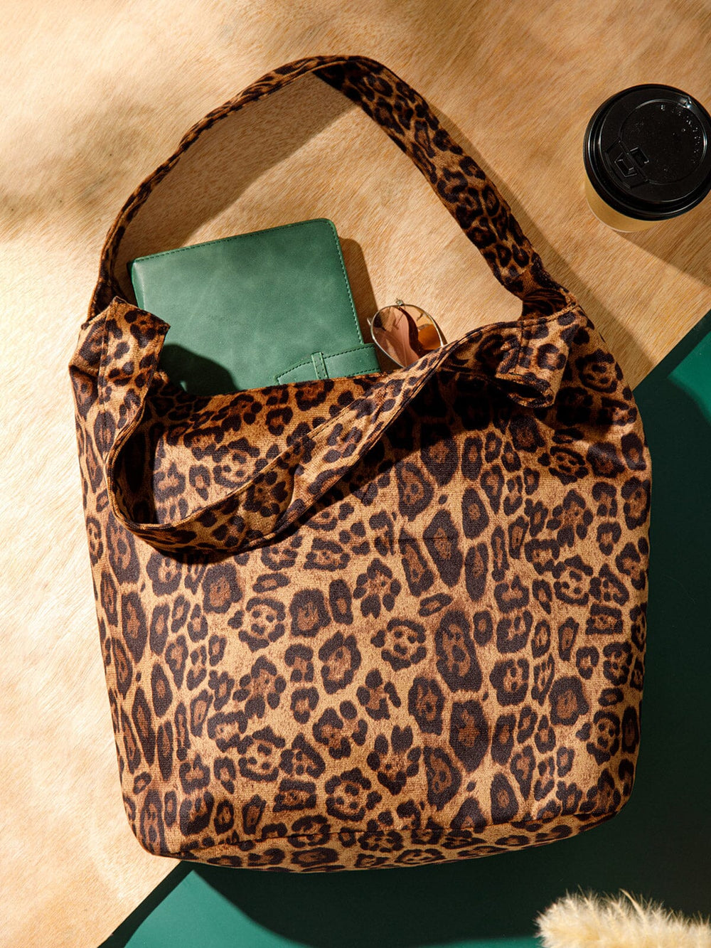 WOMEN'S DOUBLE STRAPS SUEDE ANIMAL PRINT TOTE BAG