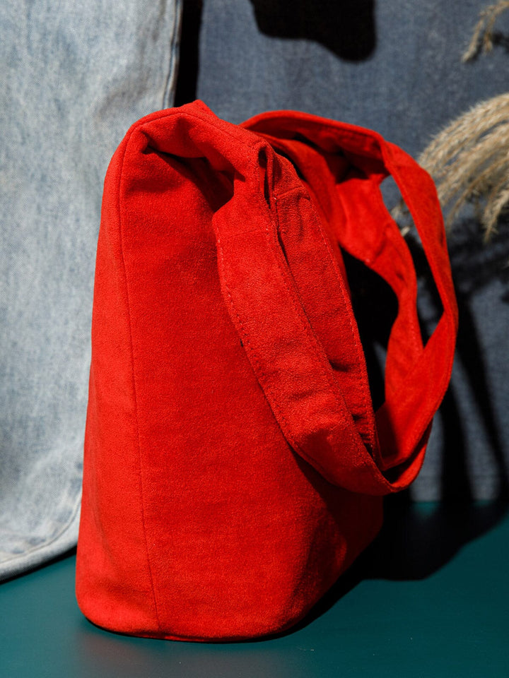WOMEN'S DOUBLE STRAPS SUEDE TOTE BAG