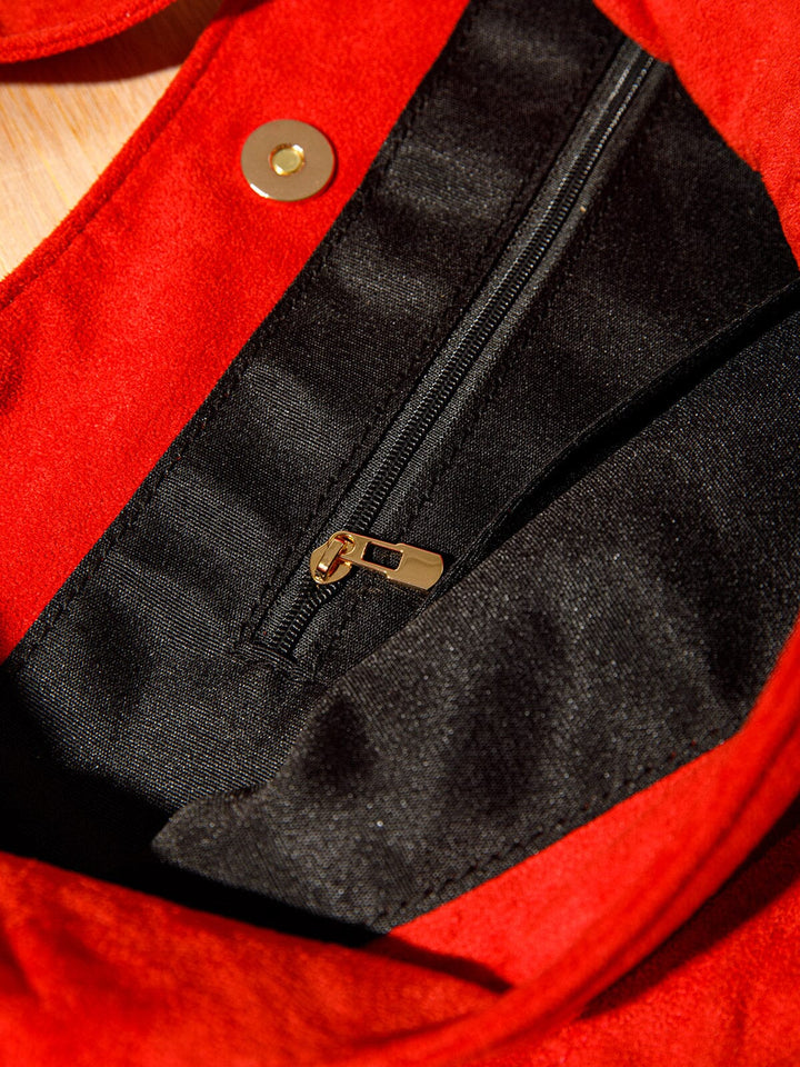WOMEN'S DOUBLE STRAPS SUEDE TOTE BAG