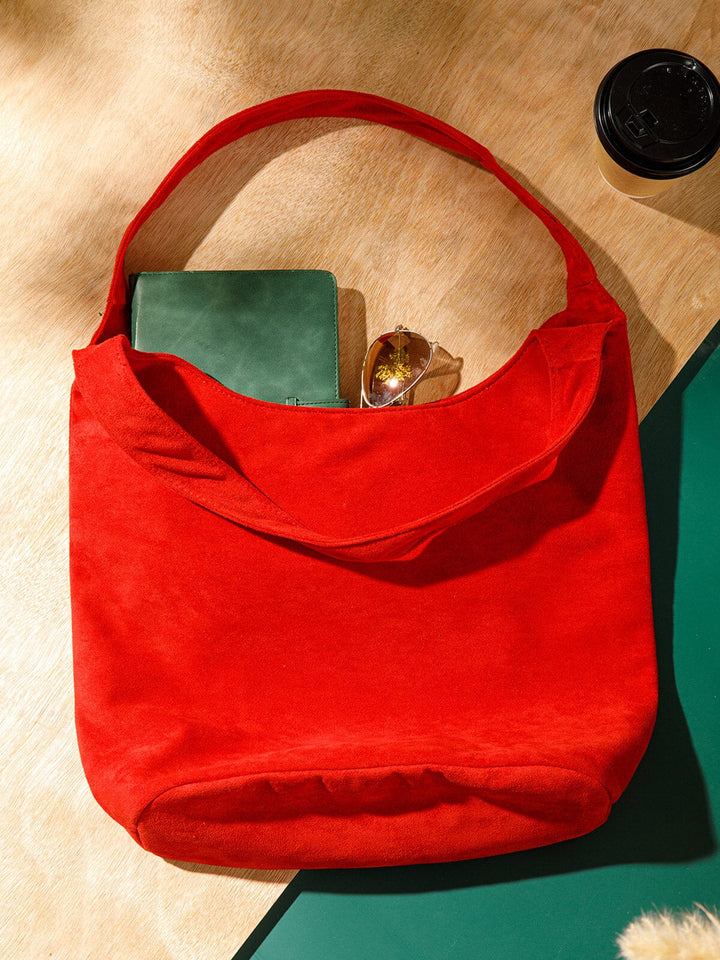 WOMEN'S DOUBLE STRAPS SUEDE TOTE BAG