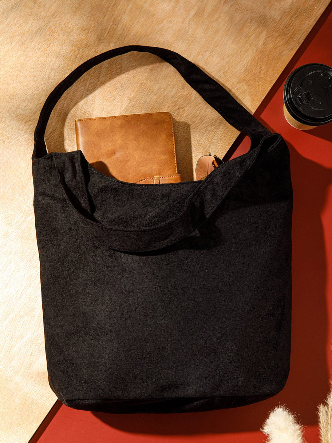 WOMEN'S DOUBLE STRAPS SUEDE TOTE BAG