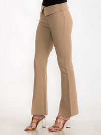 WOMEN'S BUTTON CLOSURE BELL LEG PANTS