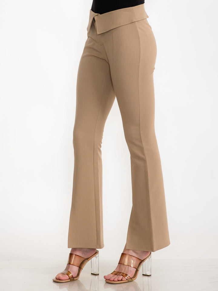WOMEN'S BUTTON CLOSURE BELL LEG PANTS