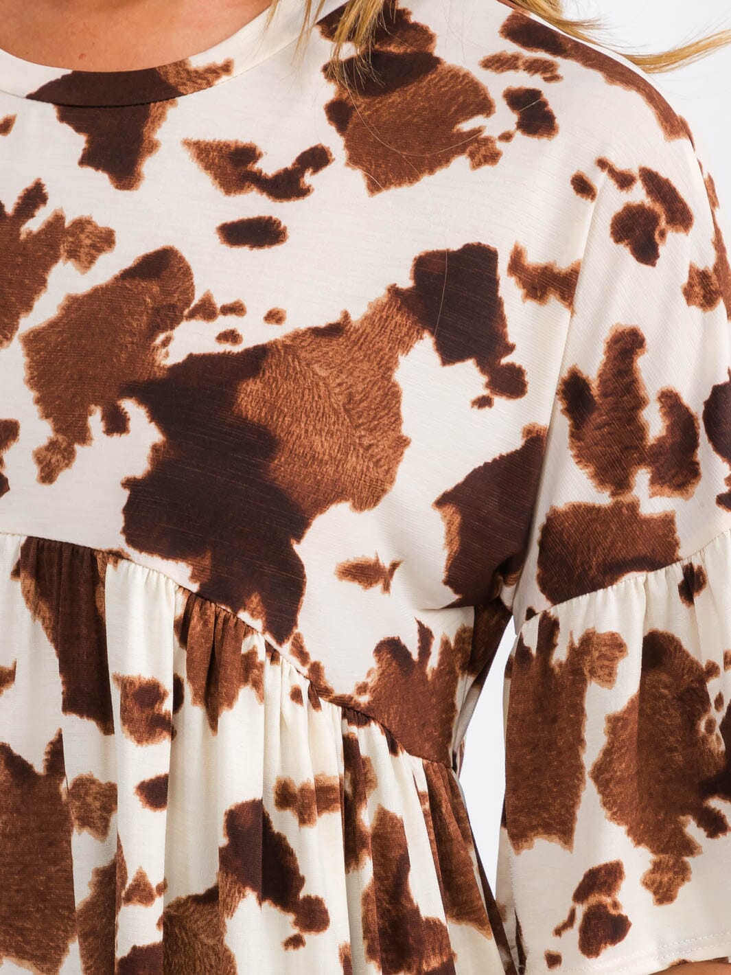 WOMEN'S SHORT SLEEVE TUNIC ANIMAL PRINT BLOUSE TOP