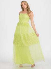 WOMEN'S SLEEVELESS LACE TIERED MAXI GOWN DRESS (Copy)