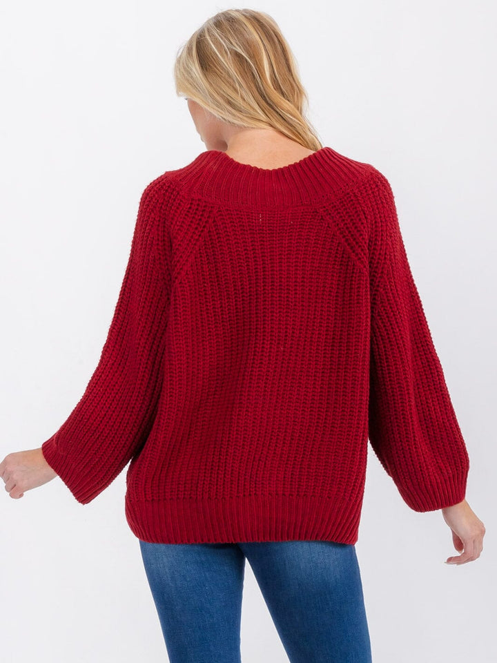 WOMEN'S LONG SLEEVE KNITTED PULLOVER SWEATER