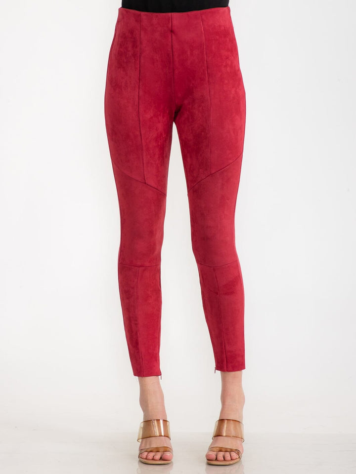 WOMEN'S ZIPPER CLOSURE SKINNY LEG VELVET PANTS