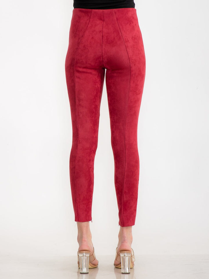 WOMEN'S ZIPPER CLOSURE SKINNY LEG VELVET PANTS