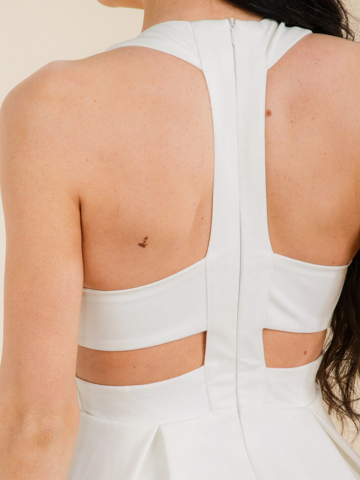 WOMEN'S SLEEVELESS OPEN BACK FIT & FLARE MINI DRESS