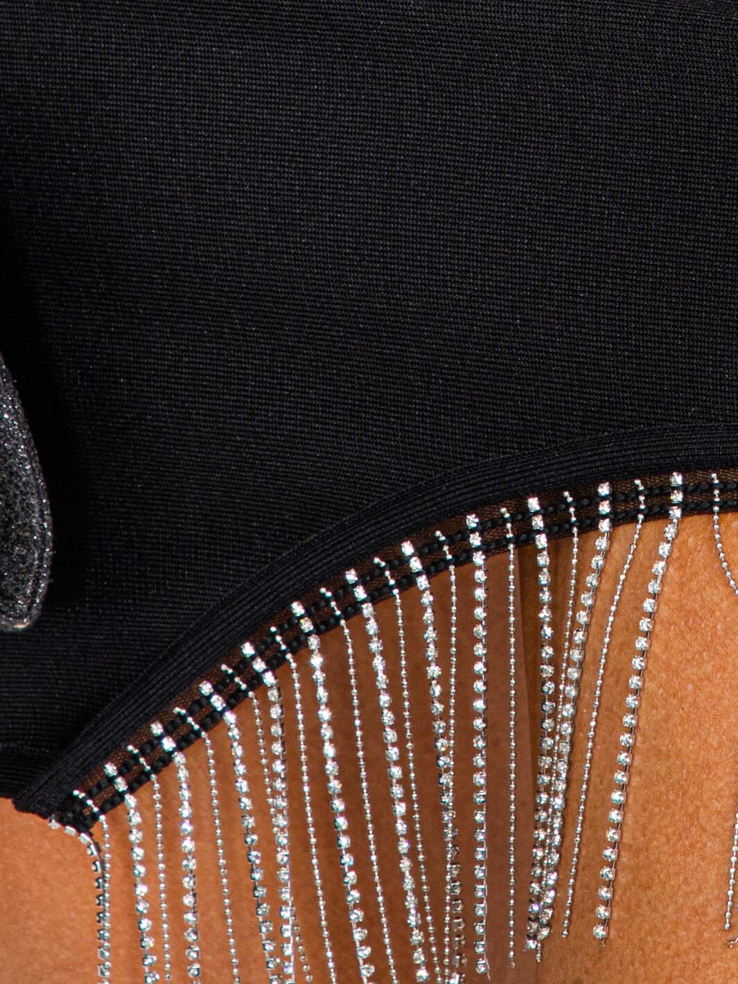 WOMEN'S LONG SLEEVE CROP TOP & ZIP UP MINI FRINGE SKIRT BANDAGE 2PC.SET