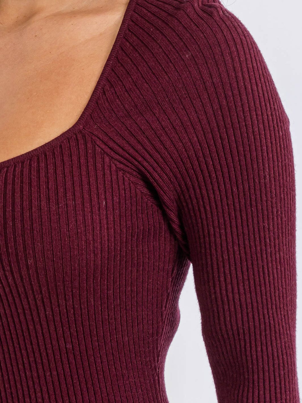 WOMEN'S LONG SLEEVE BODYCON RIBBED MIDI DRESS