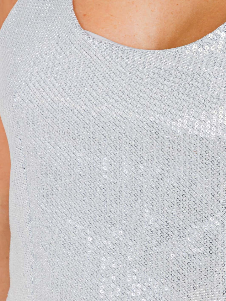 WOMEN'S SLEEVELESS V-NECK SEQUINS CROP TANK TOP