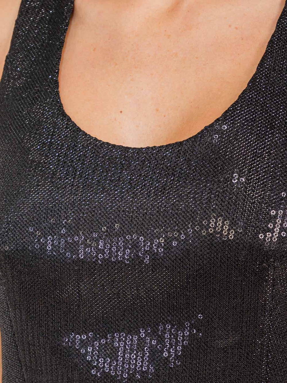 WOMEN'S SLEEVELESS V-NECK SEQUINS CROP TANK TOP