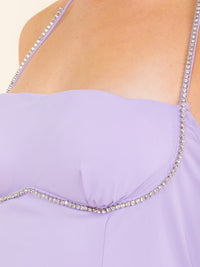 WOMEN'S SLEEVELESS OPEN BACK STUDS DETAILED MINI DRESS