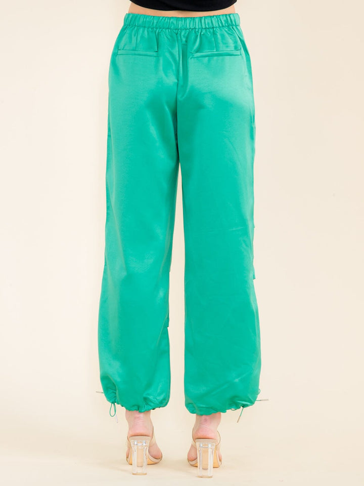 WOMEN'S ELASTIC WAIST POCKETS JOGGER PANTS