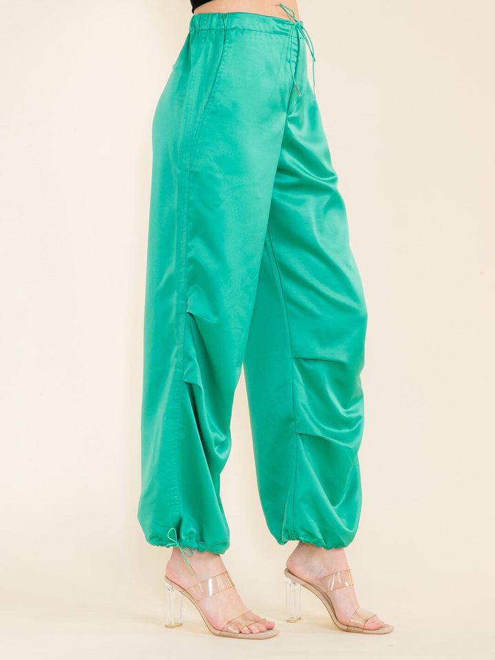 WOMEN'S ELASTIC WAIST POCKETS JOGGER PANTS