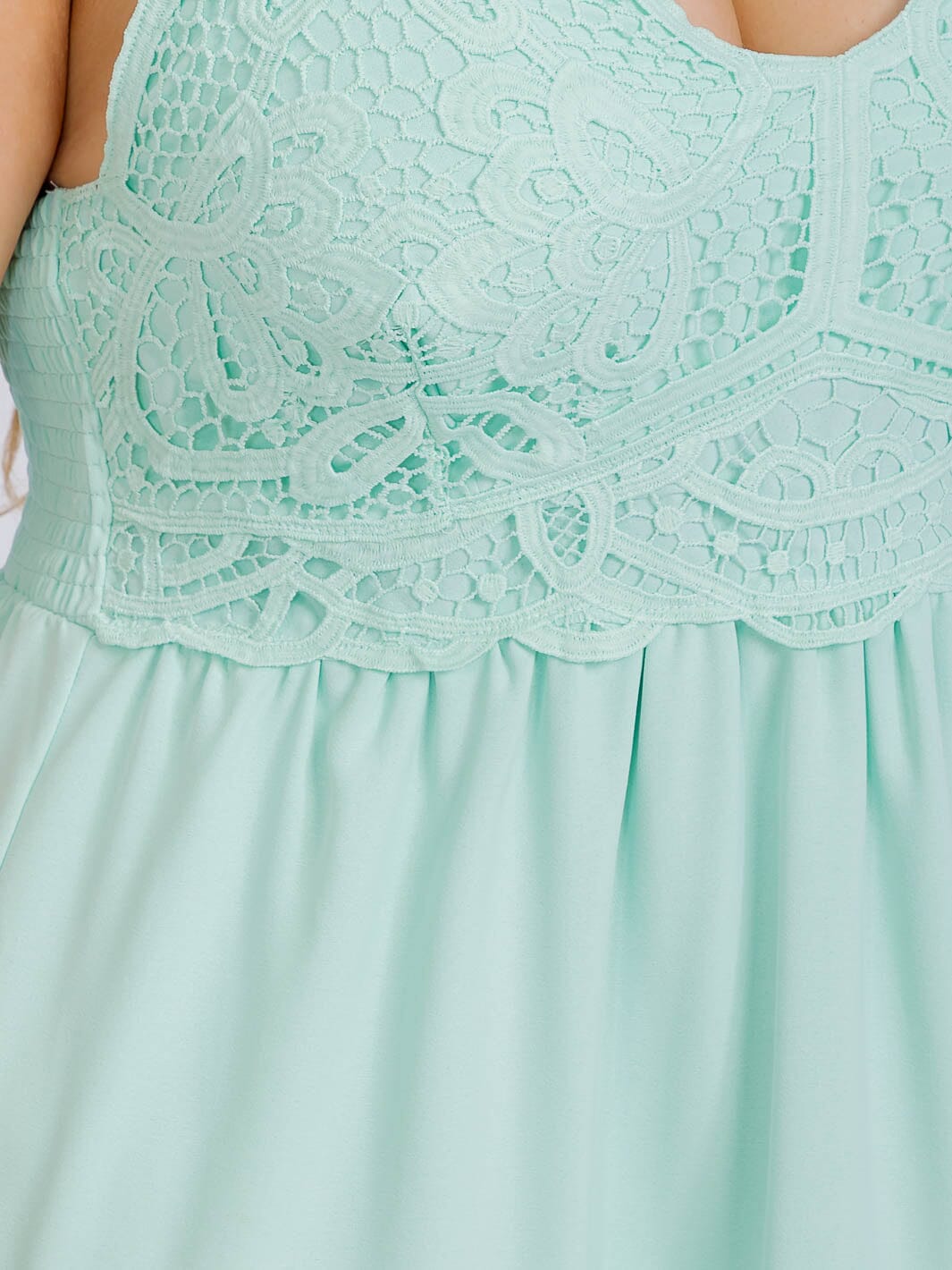 PLUS SIZE SLEEVELESS OPEN BACK LACE FIT & FLARE MINI DRESS