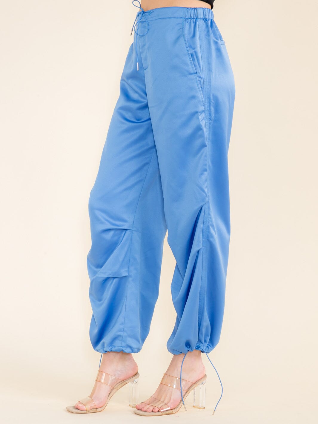 WOMEN'S ELASTIC WAIST POCKETS JOGGER PANTS