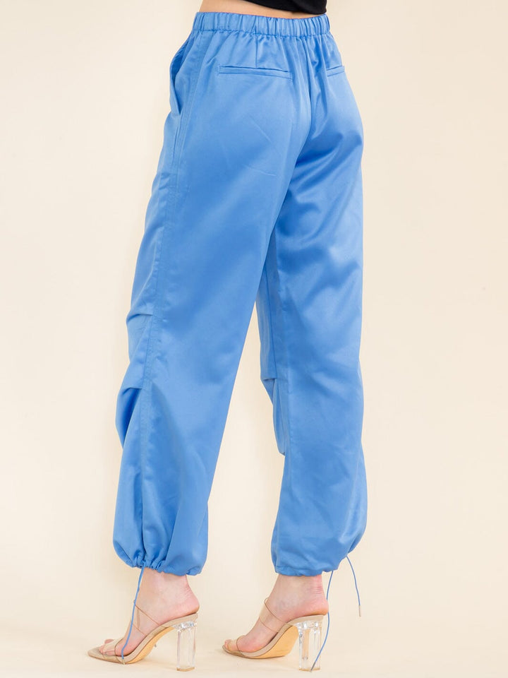 WOMEN'S ELASTIC WAIST POCKETS JOGGER PANTS