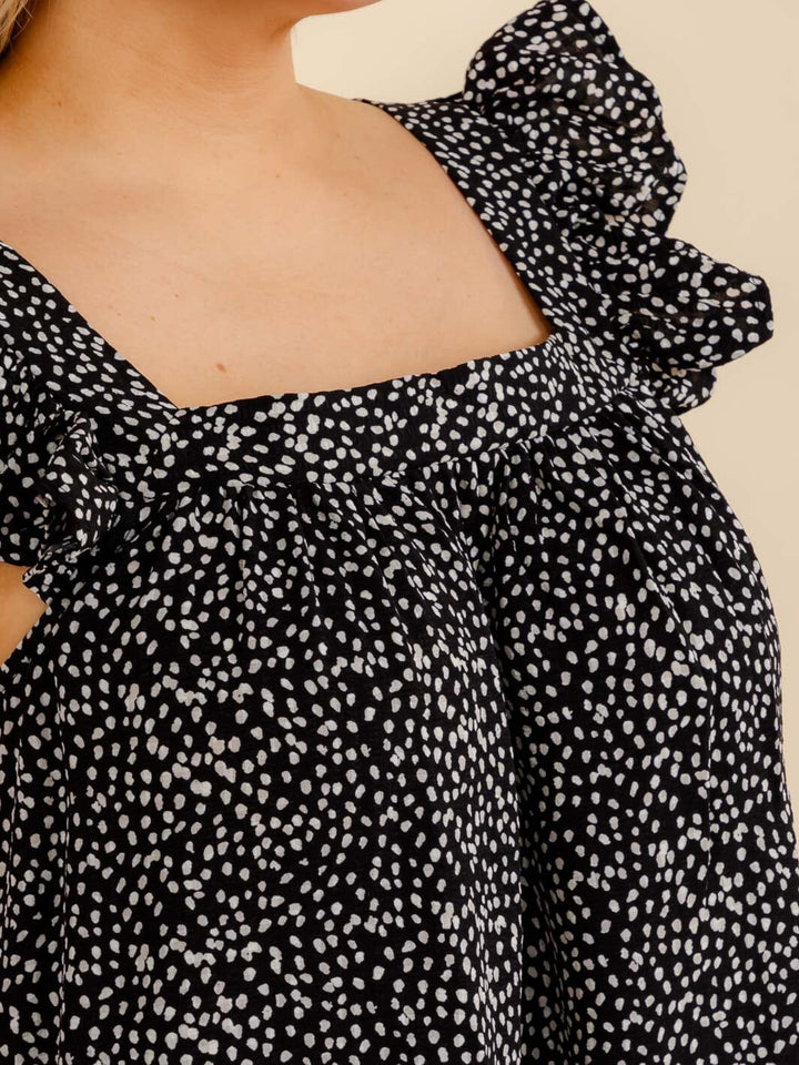 PLUS SIZE SLEEVELESS SQUARE NECK SWISS COLORBLOCK TUNIC MINI DRESS