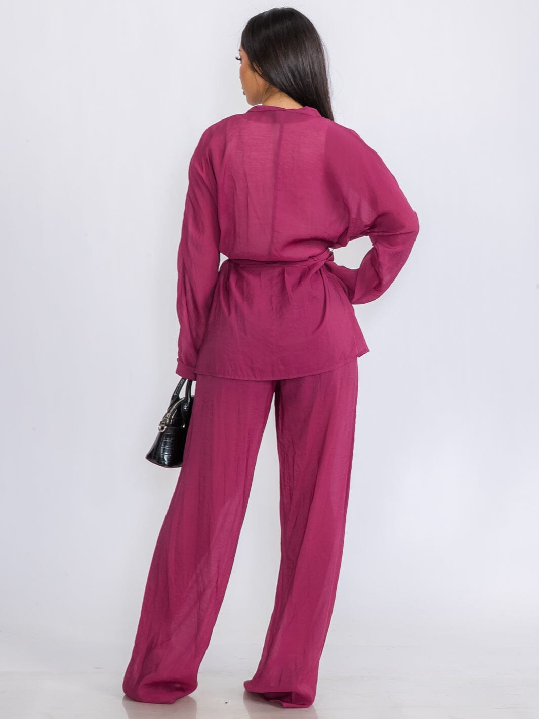 WOMEN'S LONG SLEEVE CARDIGAN & ELASTIC WAIST PANTS 2PC.SET