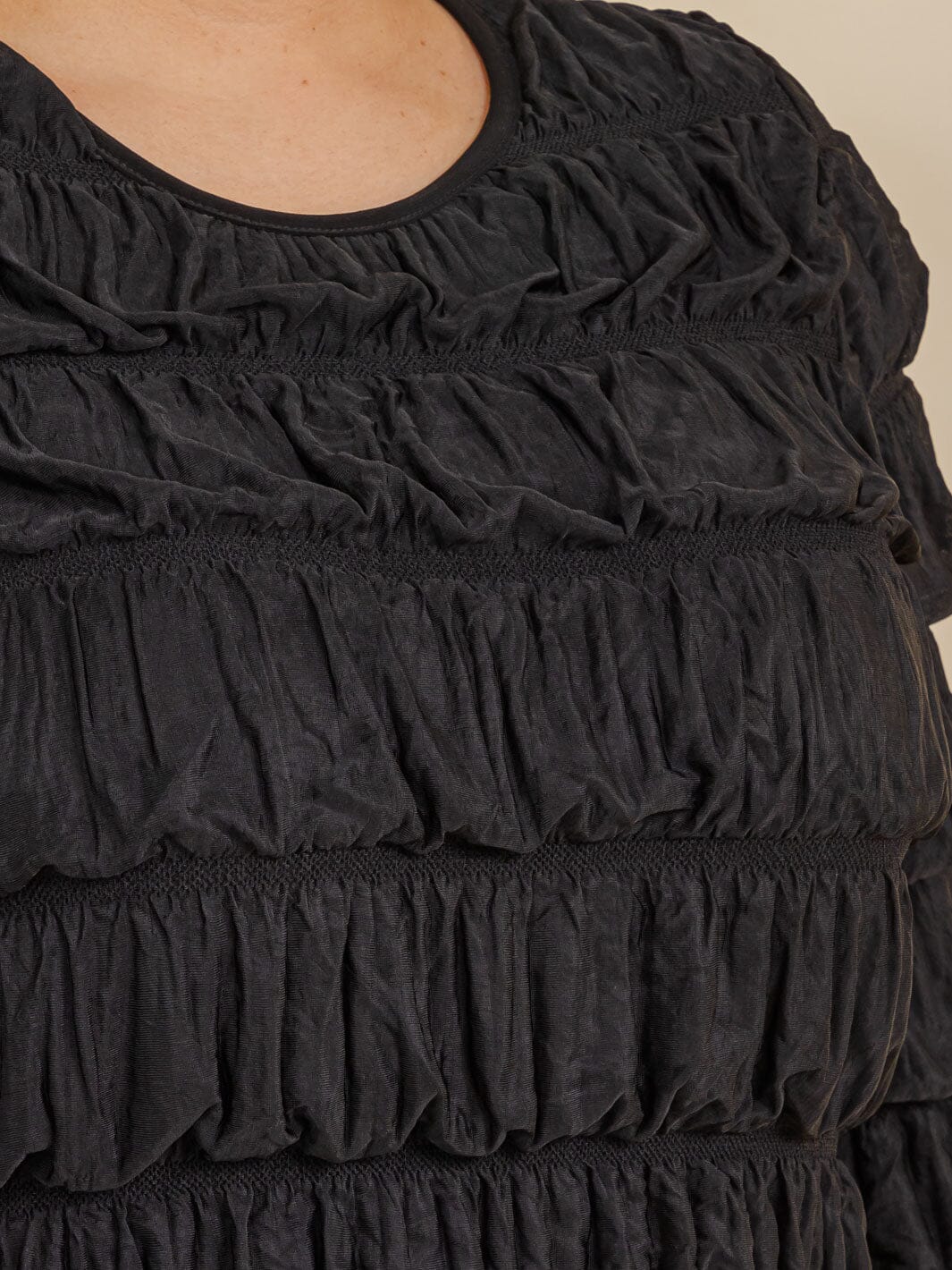 PLUS SIZE 3/4 SLEEVE TIERED RUCHED MAXI DRESS
