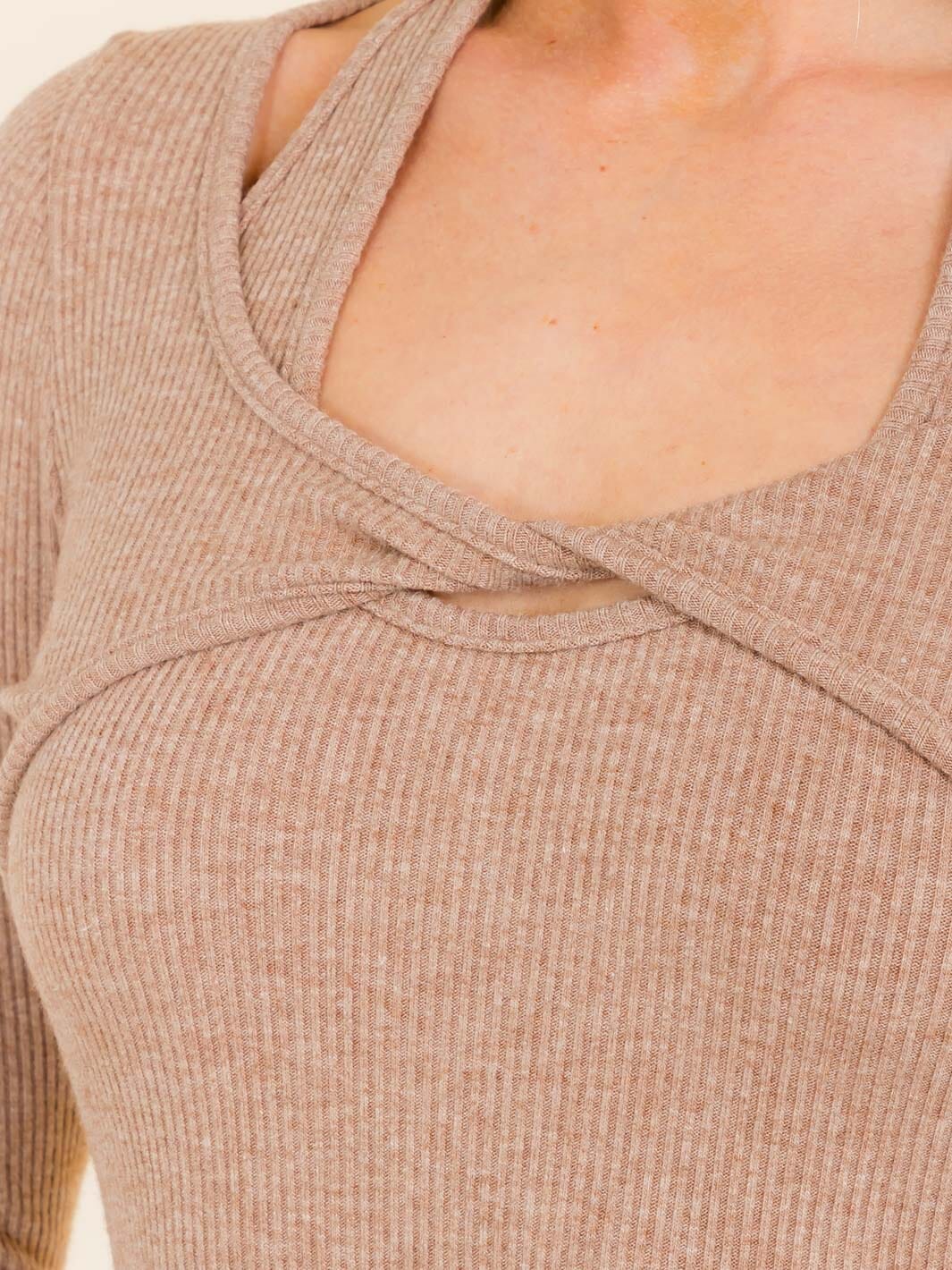 WOMEN'S LONG SLEEVE RIBBED BODYCON MAXI DRESS