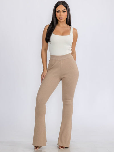 WOMEN'S ELASTIC WAIST SHIMMER BELL LEGS PANTS