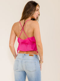 WOMEN'S SLEEVELESS V-NECK ADJUSTABLE WAIST CROP TOP