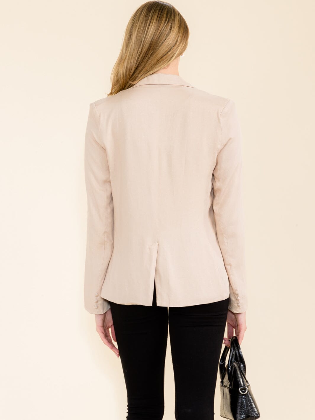 WOMEN'S LONG SLEEVE BUTTON CLOSURE SHIMMER BLAZER