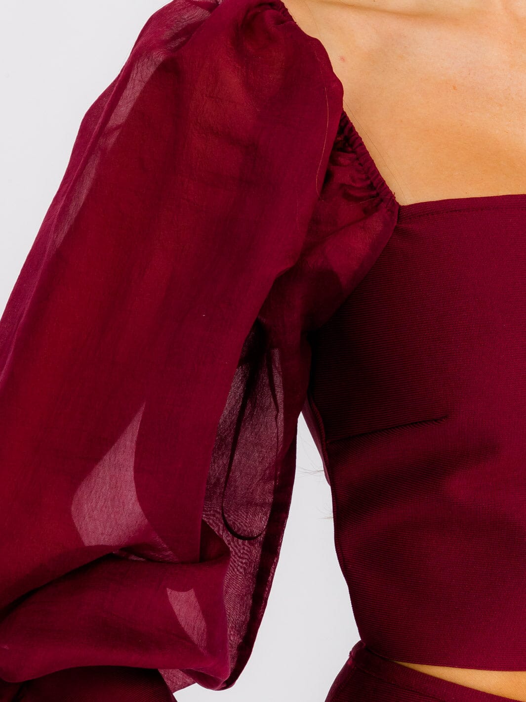 WOMEN'S LONG SLEEVE CROP TOP & ZIP UP MINI SKIRT BANDAGE 2PC.SET