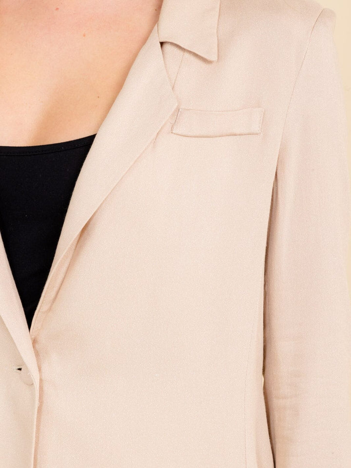 WOMEN'S LONG SLEEVE BUTTON CLOSURE SHIMMER BLAZER