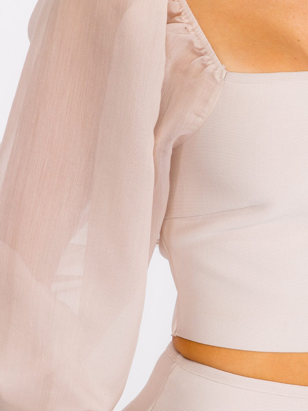 WOMEN'S LONG SLEEVE CROP TOP & ZIP UP MINI SKIRT BANDAGE 2PC.SET