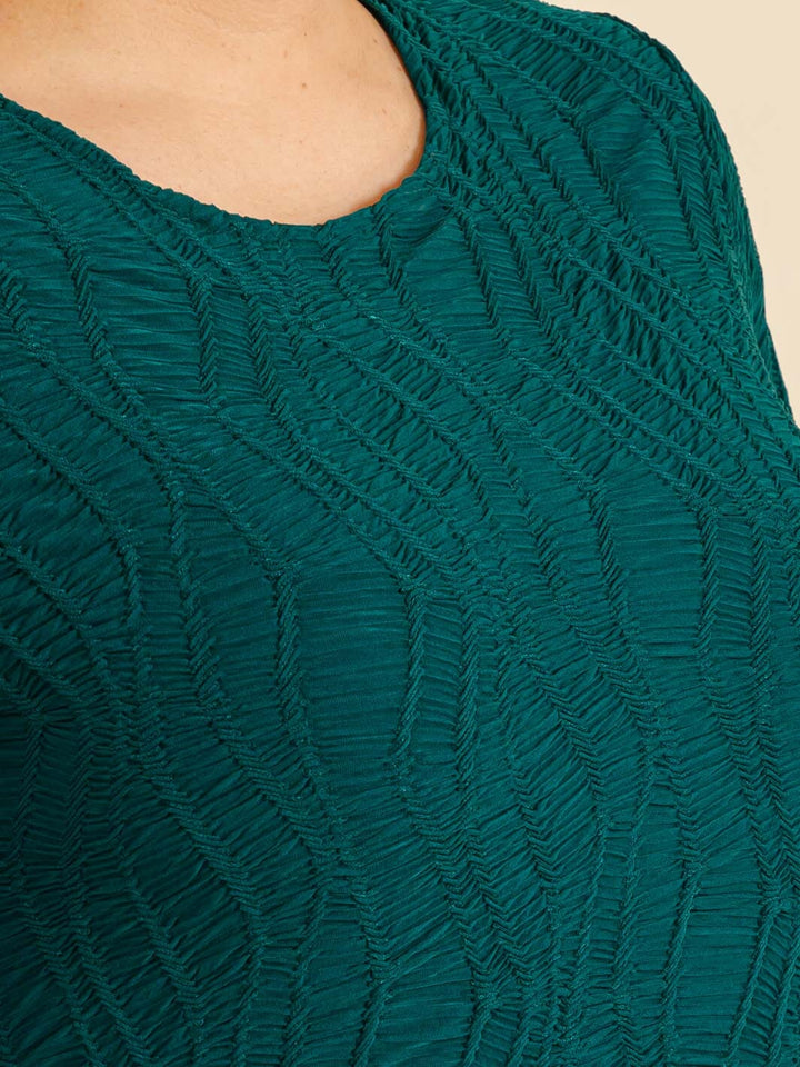 PLUS SIZE 3/4 SLEEVE FRONT POCKETS RUCHED DETAILED MAXI DRESS