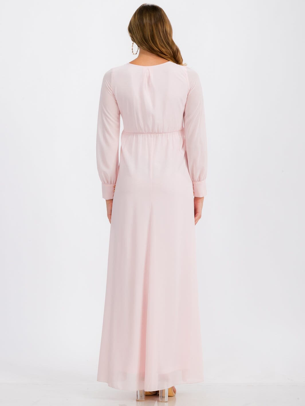 WOMEN'S LONG SLEEVE SURPLICE SELF TIE MAXI DRESS
