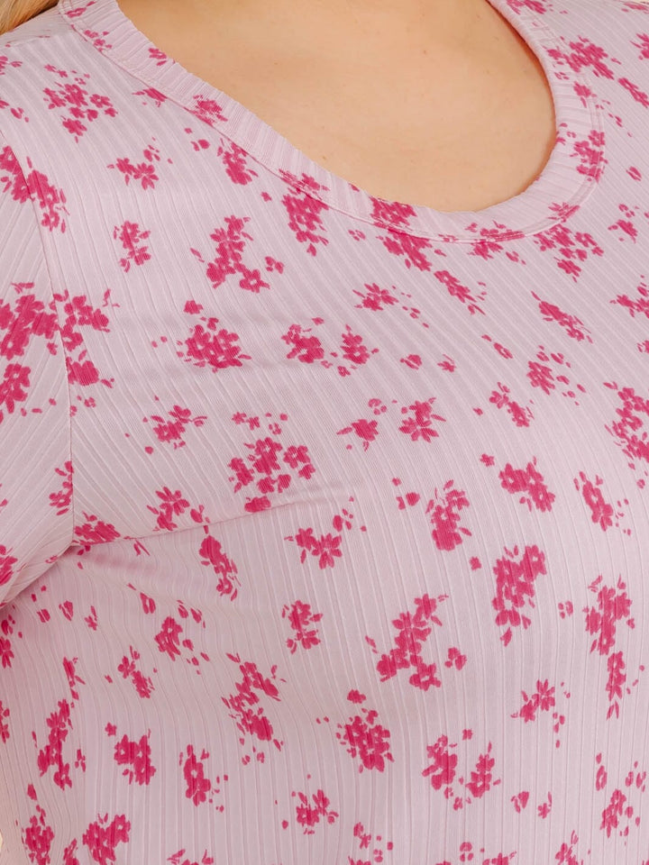 PLUS SIZE SHORT SLEEVE FLORAL TOP