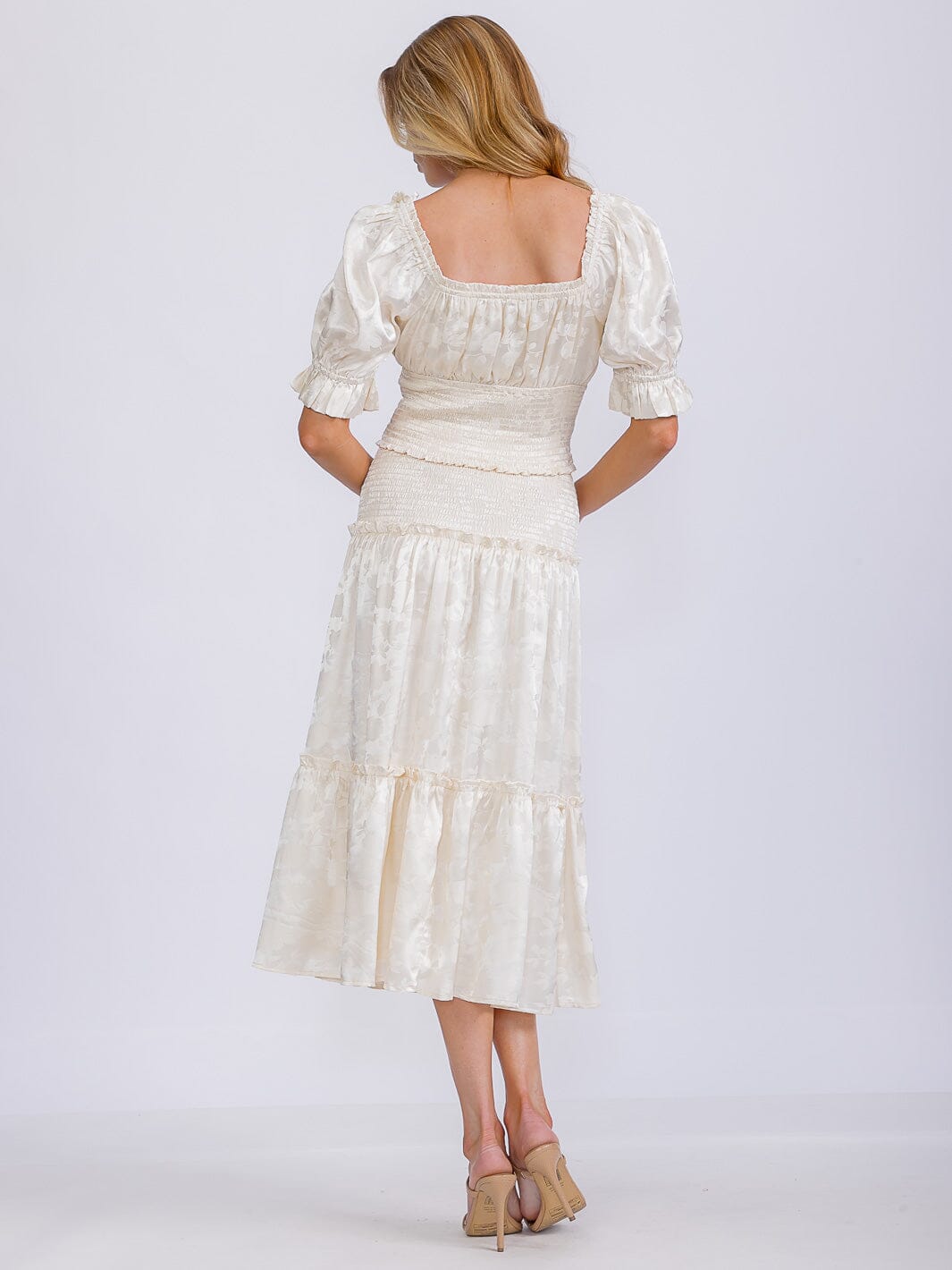 WOMEN'S SHORT SLEEVE SURPLICE TOP & ELASTIC WAIST MIDI SKIRT FLORAL 2PC. SET