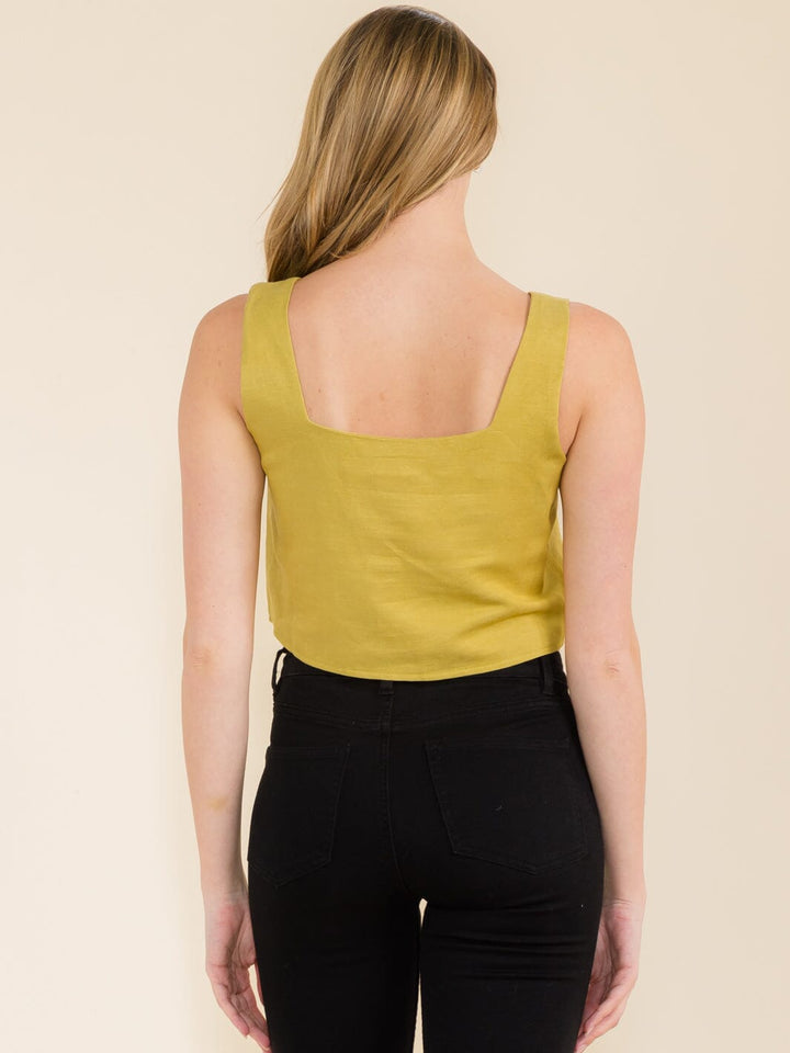 WOMEN'S SLEEVELESS SQUARE NECK CROP TANK TOP