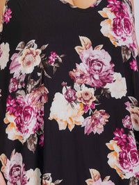 PLUS SIZE SLEEVELESS V-NECK FRONT POCKETS FLORAL MAXI DRESS
